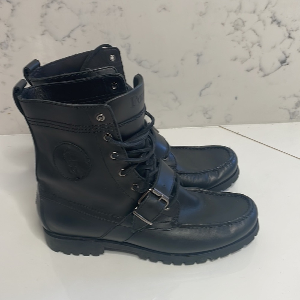 Polo Ranger Black Leather Mens Boots #12